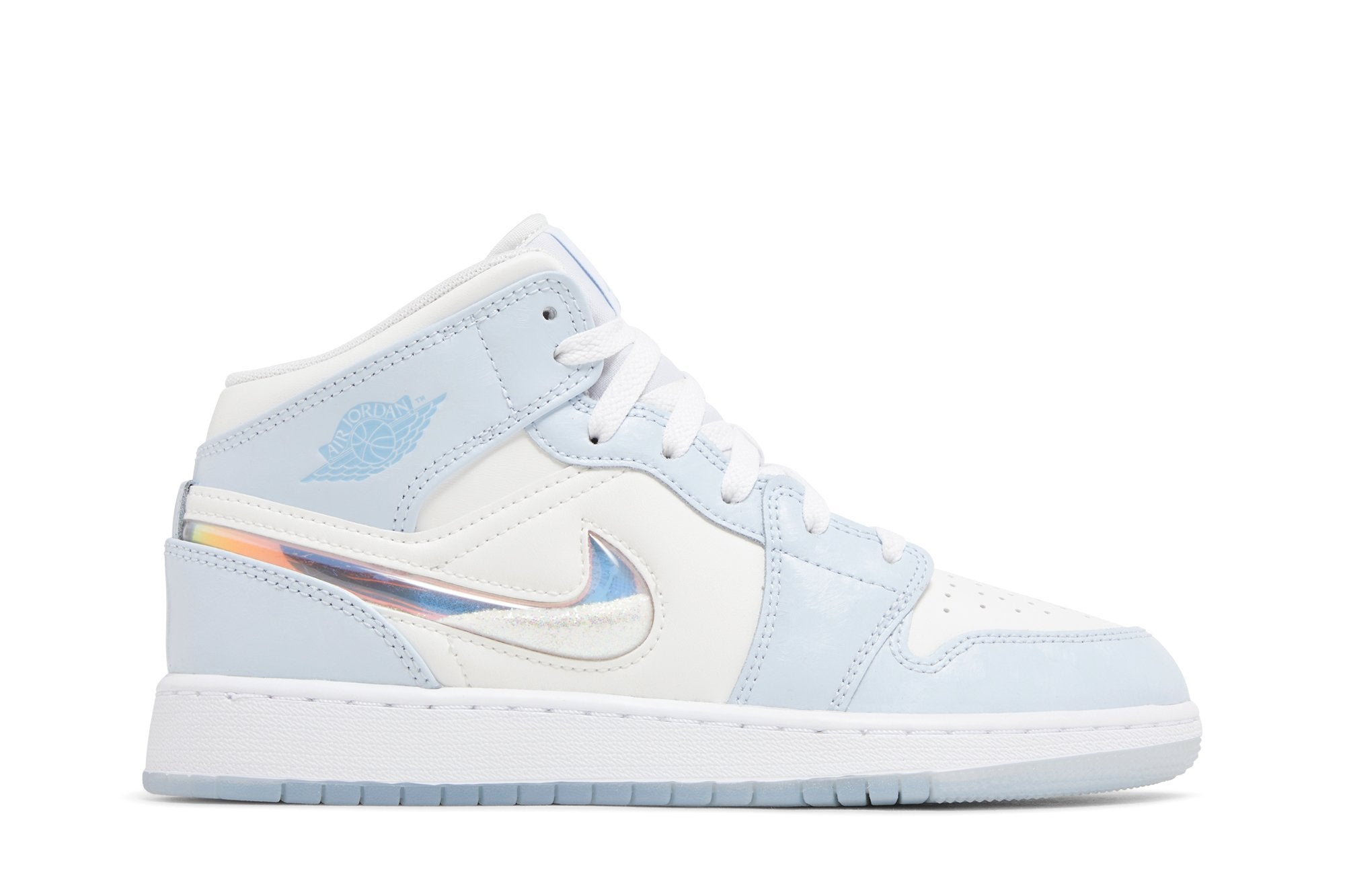 Tênis Air Jordan 1 Mid Glitter Swoosh Azul